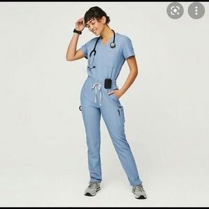 Figs Heather indigo high waist Yola scrub pants